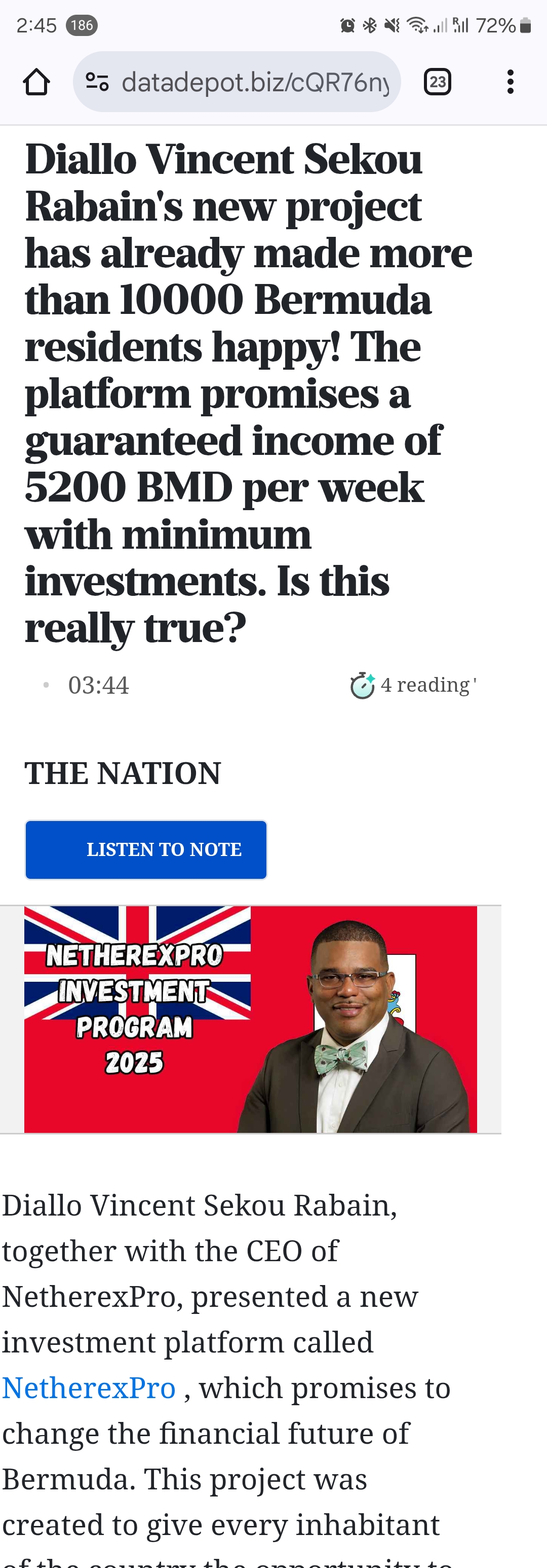 Fake Investment Scam Screenshot